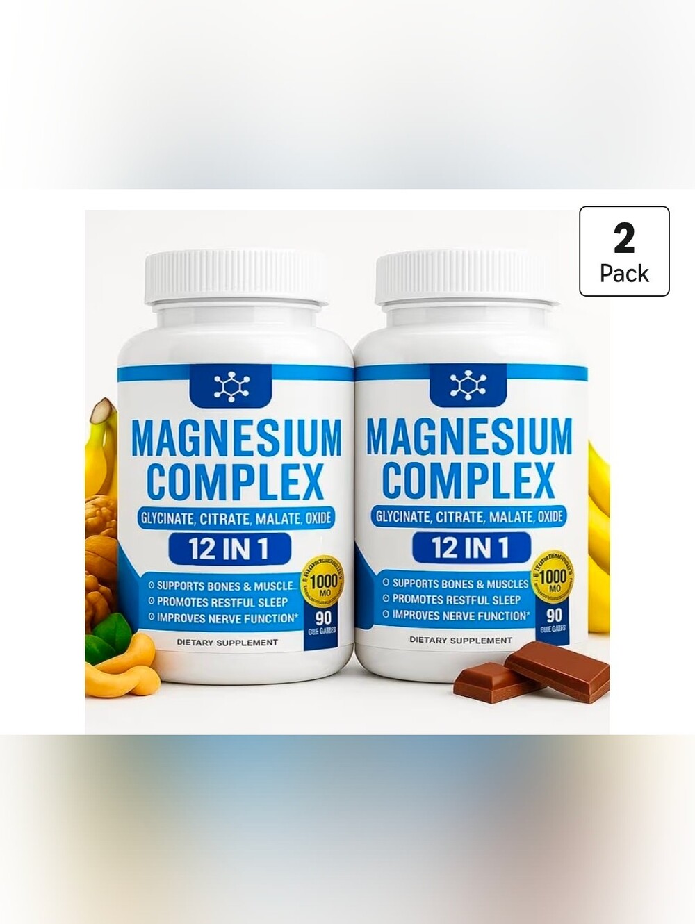 2 PK Magnesium complex 12 In 1 Bones & Muscles Sleep Nerve Function Mg Glycinate